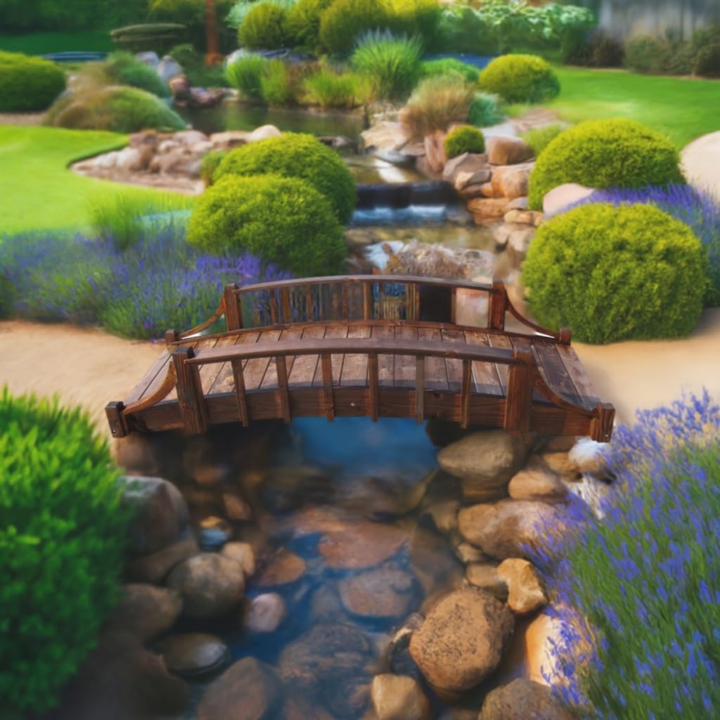 SamsGazebos Country Wood Garden Bridge, 8', Brown SamsGazebos