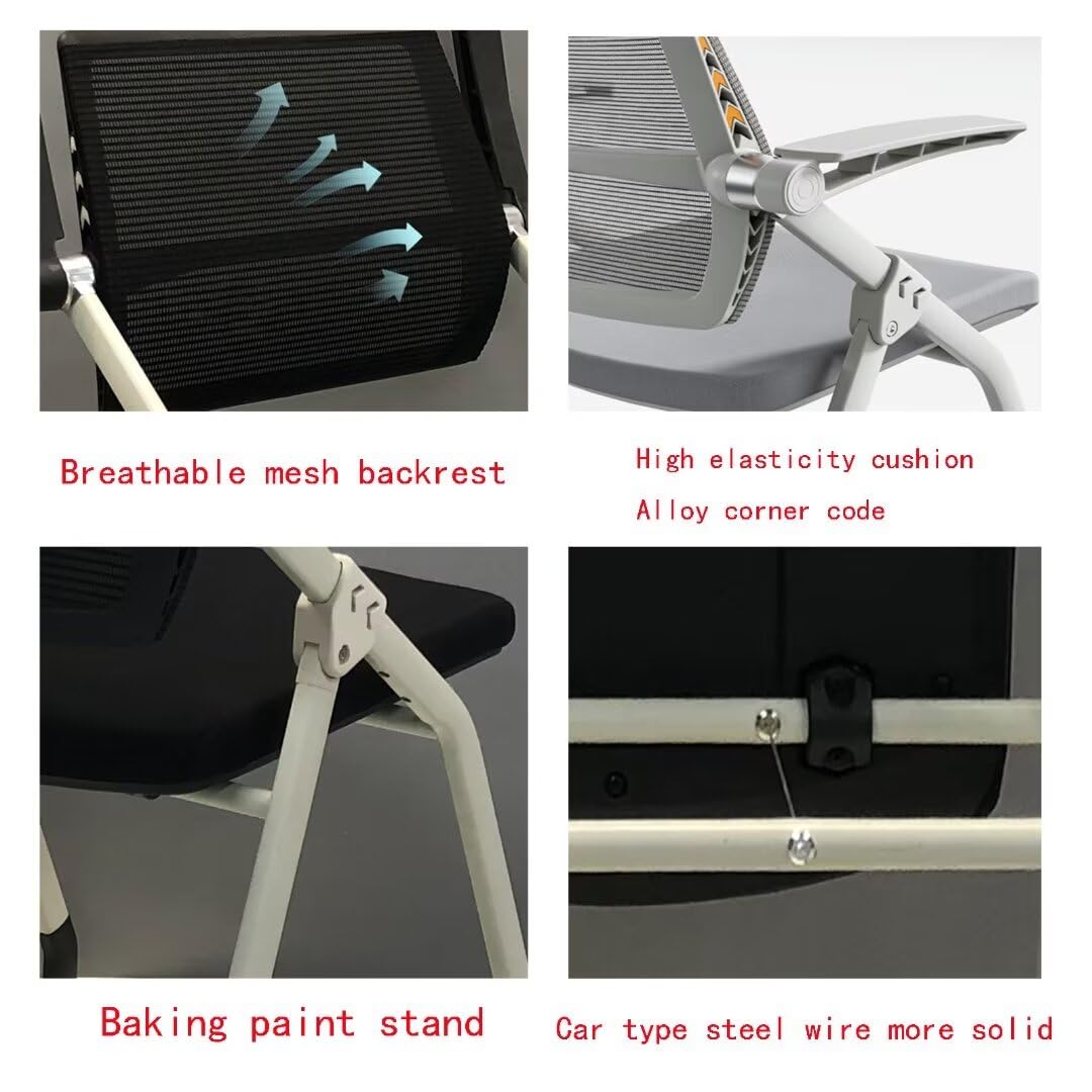 10 Pack Ergonomic Stackable Conference Room Paddle Chairs with Wheels and Arms for Meeting, Conference, Reception, Training Room Home Office Desk Folding Chairs Shenairx