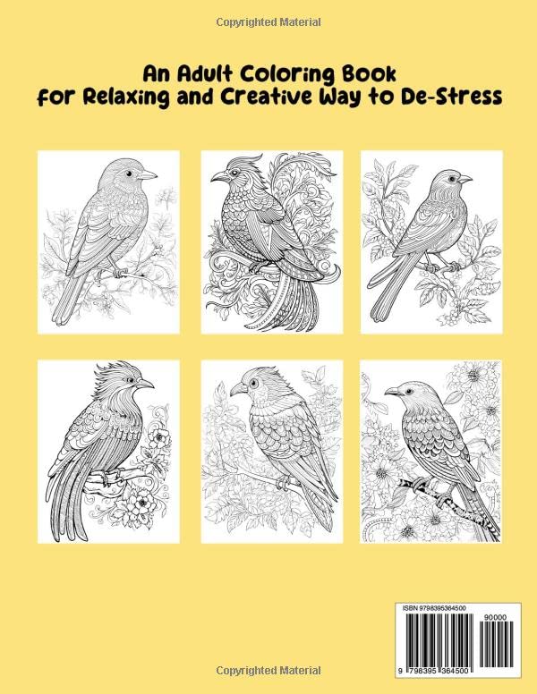 Birds: A Coloring Book: An Adult Coloring Book for Relaxing and Creative Way to De-Stress Majosta
