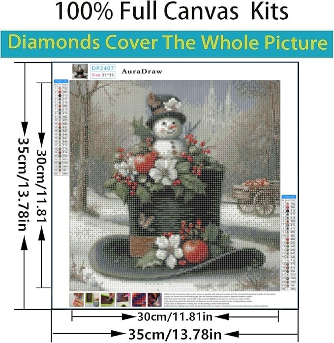 Christmas Diamond Art Kits for Adults,Snowman Diamond Painting Kits for Adult - 5D DIY Full Drill Diamonds Craft Kits for Home Wall Decor 14x 14inch WoodArtSupply
