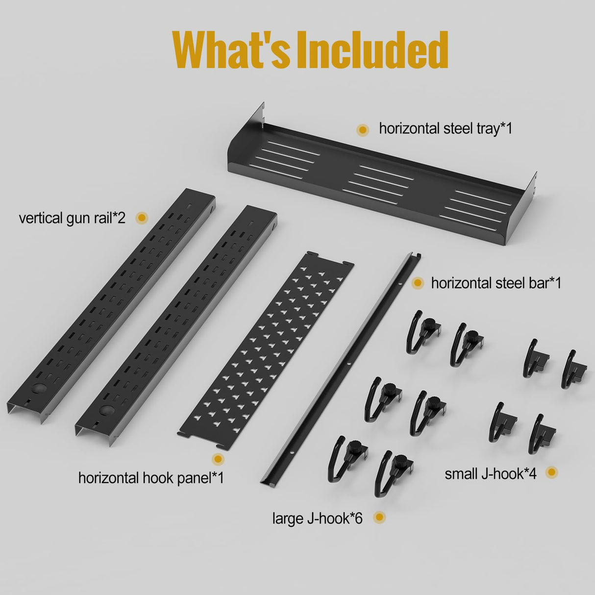 OneTigris Gun Rack Wall Mount 12, Hold Up 80lbs Indoor Gun Rack for Wall with Shelf Horizontal with 10 Hooks and 1 Removable Gun Accessories Tray 21.5"*22.1" ONETIGRIS