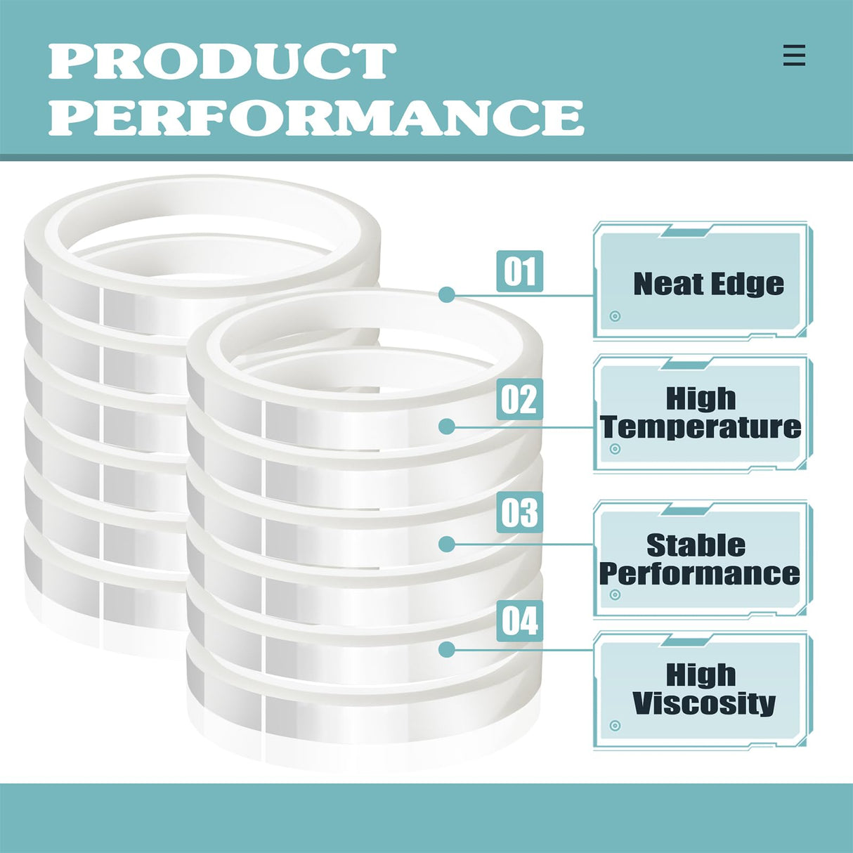 MEBMIK 12 Rolls 10mm x33m(108ft) Clear Heat Tape,Transparent High Temperature Heat Resistant Tape,Heat Transfer Tape for Heat Press and Sublimation,Heat Transfer Vinyl,No Residue MEBMIK