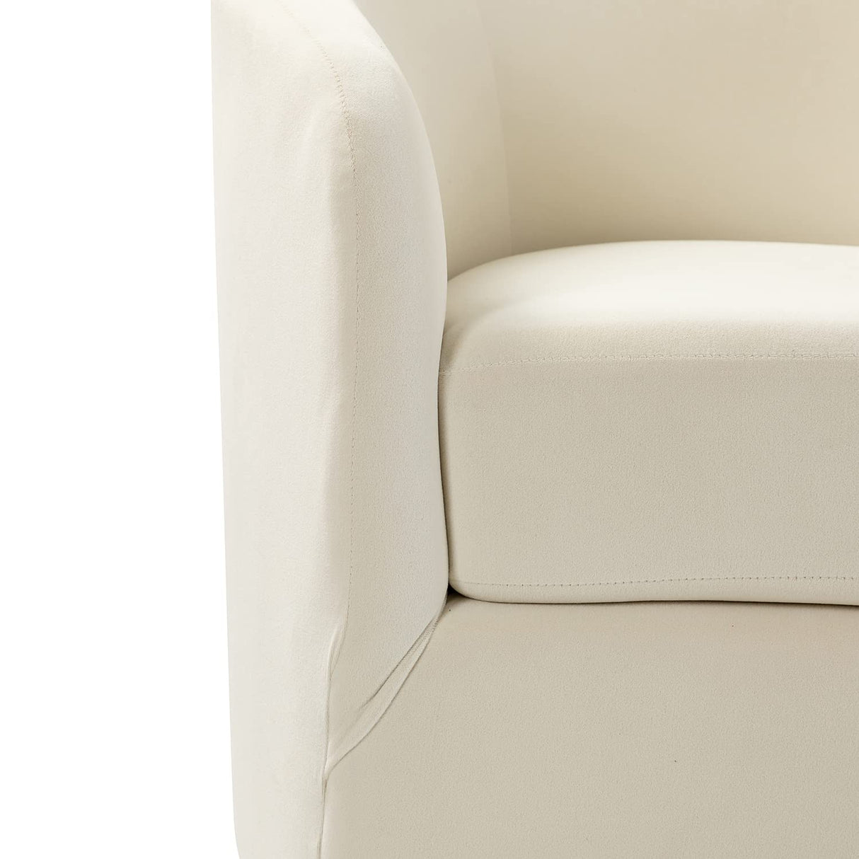 HULALA Home Swivel Accent Chair with Gold Metal Base, Contemporary Velvet Curved Swivel Barrel Chair, Upholstered Club Armchair, Leisure Single Sofa for Living Room, Nursery, Bedroom(Ivory) HULALA HOME