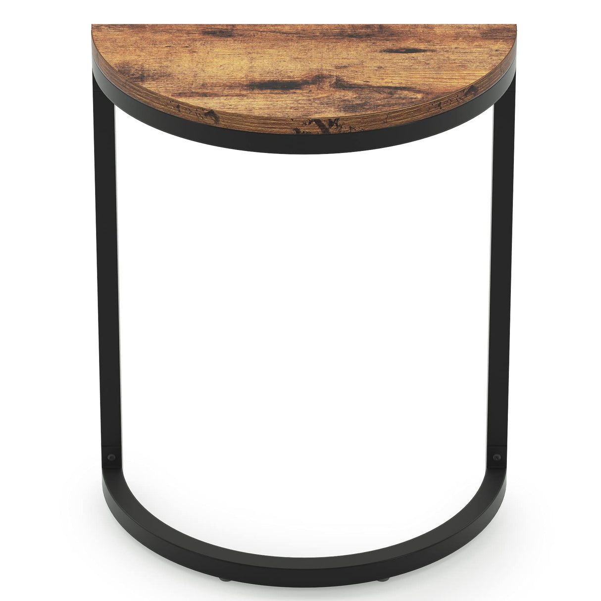 Tribesigns End Table Semi Circle, Small Half Round Side Table with Metal Frame, Wood Accent Table Slim C Table for Sofa Couch Living Room, Easy Assembly, 19.69" L x 9.84" W x 23.62" H Tribesigns