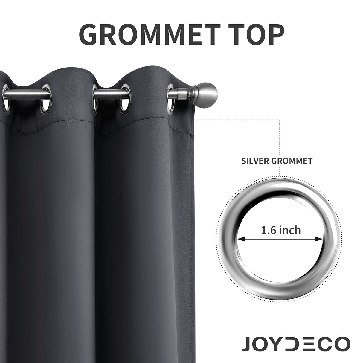 Joydeco Extra Long Curtains, Blackout Curtains 108 Inches Long 2 Panels Set, 108 Inch Curtains, Room Darkening Grommet Darpes for Living Room Bedroom Window (W52 x L108 Inch, Dark Grey) Joydeco