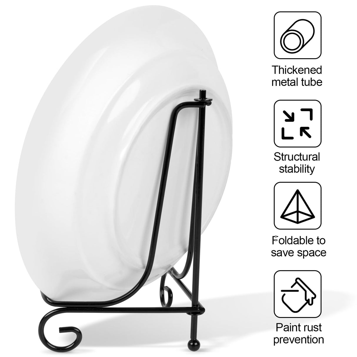 vivinin 4 Pack Plate Stands For Display,Plate Holder 6 '',Picture Frame Stand of Metal,Frame and Artworks,Small Easel for Book,Tabletop Art,Picture,Photo Platter,black (21ZSJ0001) vivinin