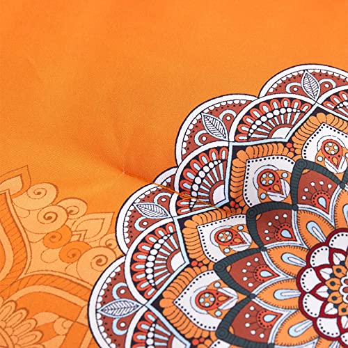 Wake In Cloud - Bohemian Comforter Set, Boho Chic Ornate Floral Elements Pattern Printed for Men Women, Soft Lightweight Bedding, 3 Pieces, Orange Navy, Queen Size Wake In Cloud