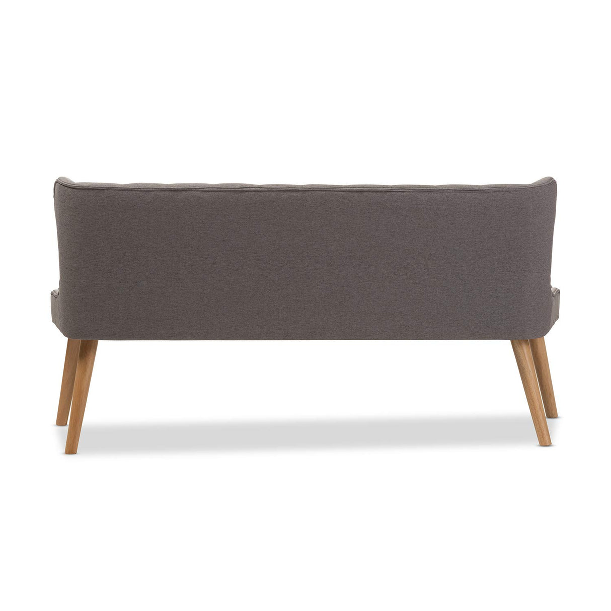 Baxton Studio Melody Mid-Century Modern Grey Fabric and Natural Wood Finishing 3-Seater Settee Bench Baxton Studio