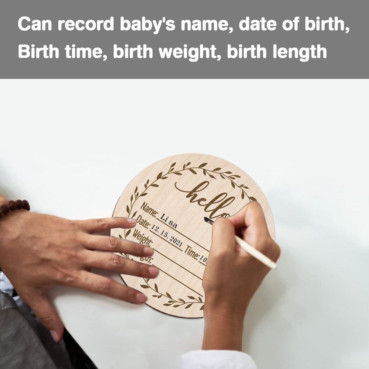 Newborn Birth Announcement Sign,Personalized Baby Announcement,Custom Engraved Wooden Baby Name Sign,Newborn Photo Props, Hello World Newborn Mayyi