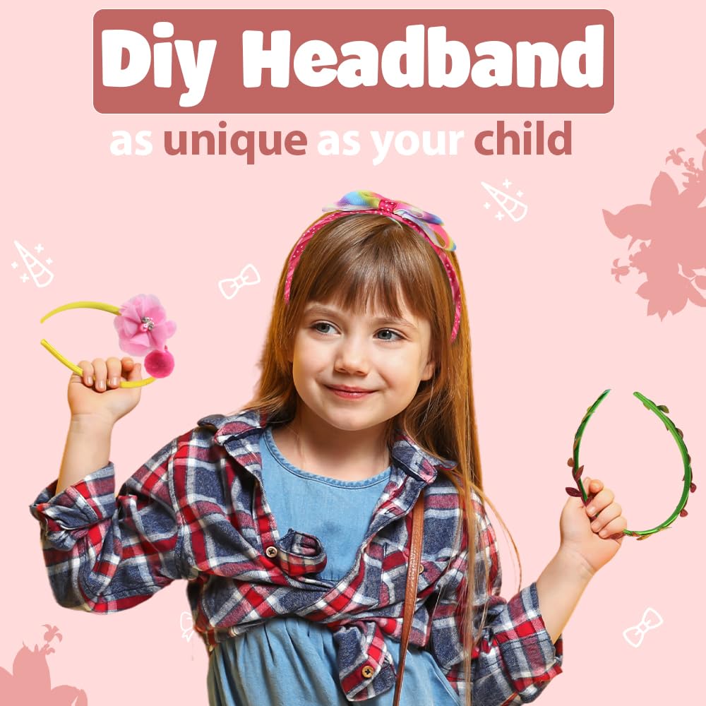 Headband Making Kit - Crafts for Girls Ages 6-8, Includes 12 Headbands, DIY Hair Accessories for Kids Parties Sixth Space
