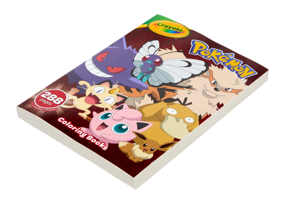 Crayola Giant Pokemon Coloring Book (288 Pages), 2 Sticker Sheets, Coloring Book for Kids & Adults, Travel Activity, Pokemon Gift for Kids, 3+ Crayola