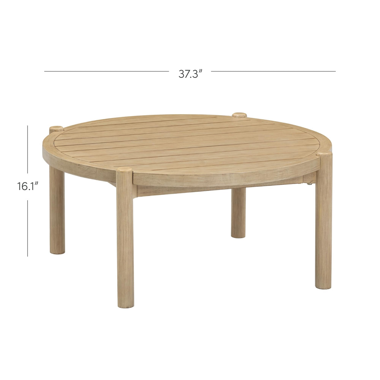 Nathan James Bora Round Outdoor Coffee Table, Farmhouse Wood Coffee Table for Patio or Porch, Solid Acacia Wood Nathan James