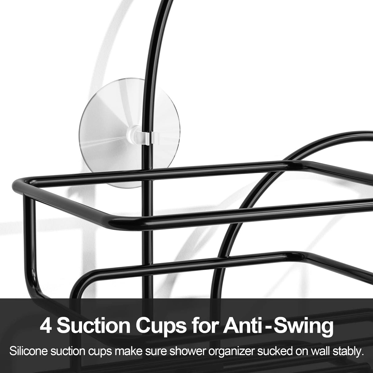 SRIWATANA Shower Caddy Hanging Over Head, Bathroom Shower Organizer Shower Rack Holder with Hooks for Razors - Black SRIWATANA