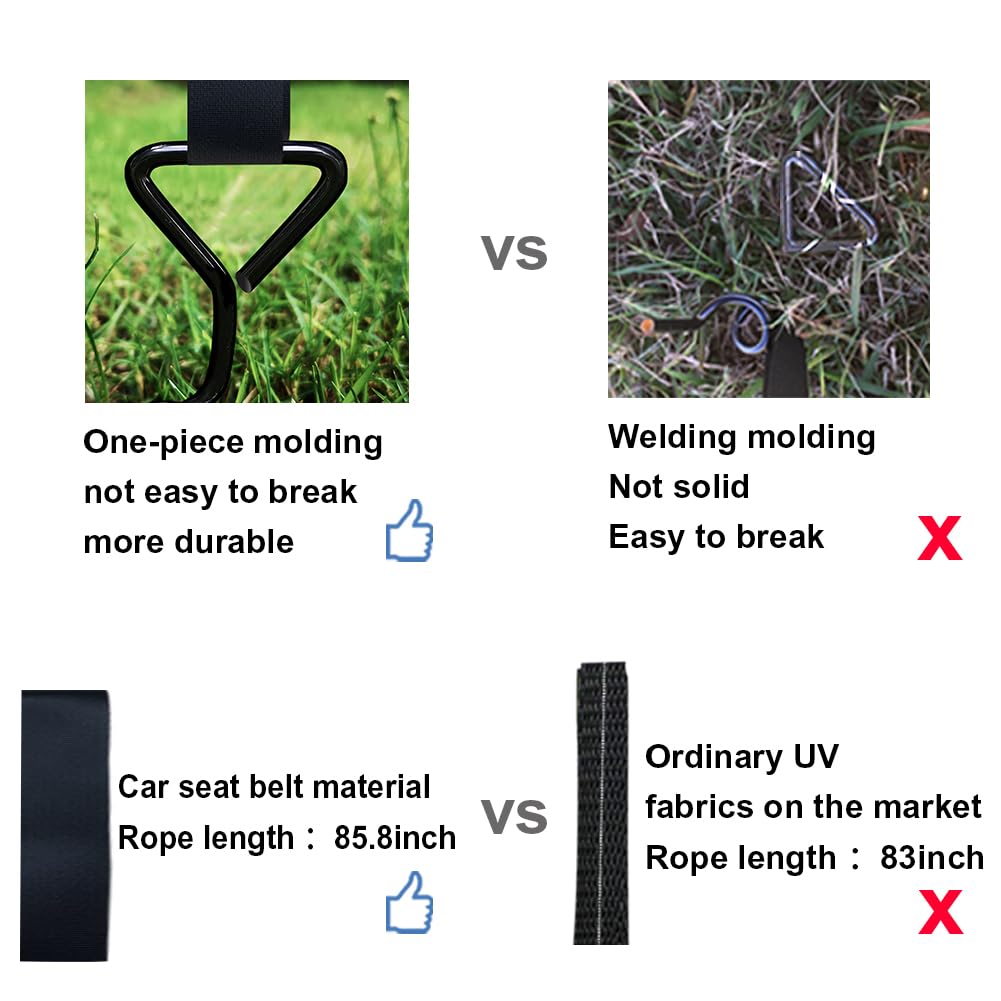 Eurmax USA Trampoline Stakes Heavy Duty Trampoline Parts Corkscrew Shape Steel Stakes Anchor Kit with T Hook for Trampolines -Set of 4 Bonus 4 Strong Belt,Black Eurmax