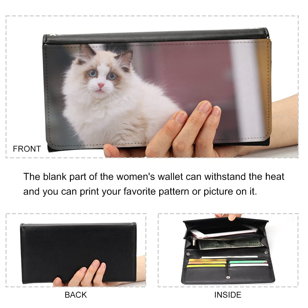 Sublimation Heat Transfer Wallet Blank, Fashion Clutch Wallets, Large Capacity Secure Buckle Leather Clutch Wallet, Wristlet Bag, DIY Craft Long Purse for Man Woman Father's Day Gift Chihutown