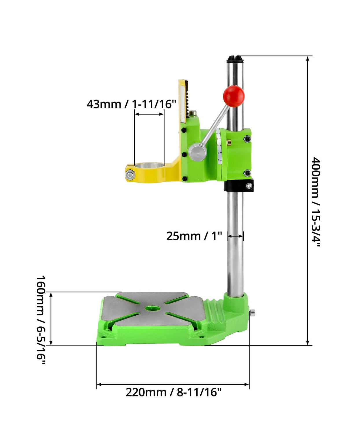 QWORK Drill Press Stand, Heavy Duty Floor Drilling Press/Rotary Tool Workstation,Table Top Drill Press 90° Rotating Fixed Frame for Drilling Collet, Drill Press Table, Drill Workbench Repair QWORK