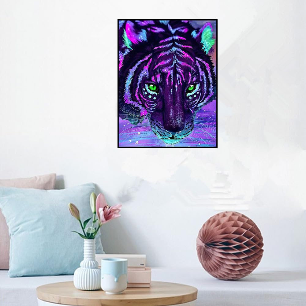 5D DIY Diamond Art Painting Kits,Round Full Drill Tiger Diamond Art Kits for Adults Beginner, Perfect for Home Wall Decor and Gift Pimio