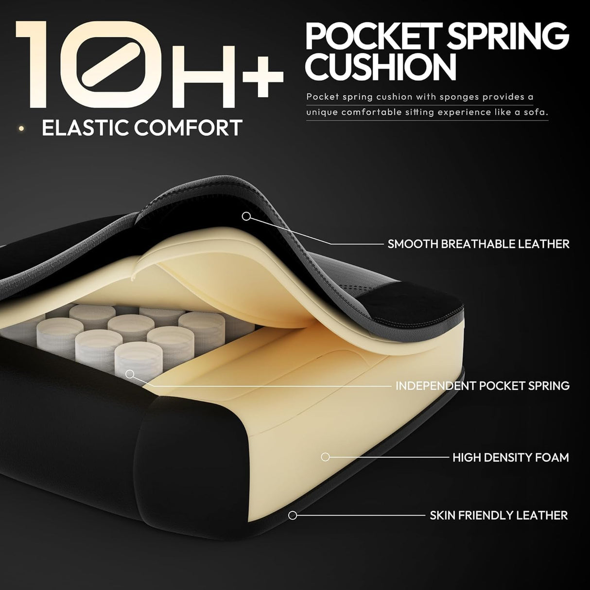 Gaming Chair with Massage and Packet Spring Cushion,Ergonomic Gamer Chairs for Adults with Footrest 300lbs,High Back Gamer Leather Chair with Headrest and Lumbar Support WAILOR