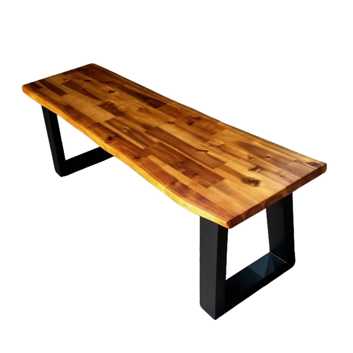 ERGOMASTER Outdoor Bench, 57.5" Acacia Wooden Dining Bench with Steel Legs, 1 Pack ERGOMASTER