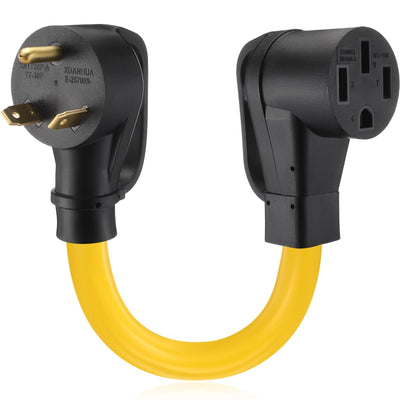 Tellegloww EV Charger Adapter Cord Compatible with NEMA TT-30P to 14-50R, 30 Amp generator to 50 Amp EV for Level 2 Charging, 3P Male to 4P Female Adapter Cord with Handle, NOT FOR RV, 1FT, ETL Listed