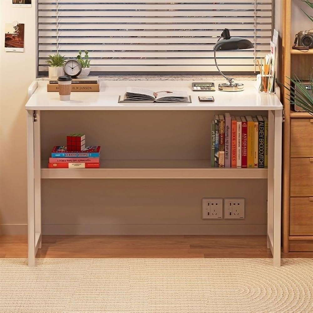 SUSEHXD Solid Wood Folding Desk, Mid Century Modern Desk, Portable Computer Desk, Modern Furniture Simple Study Makeup Workstation for Home Bedroom(Brown,75cm-29.5in) SUSEHXD