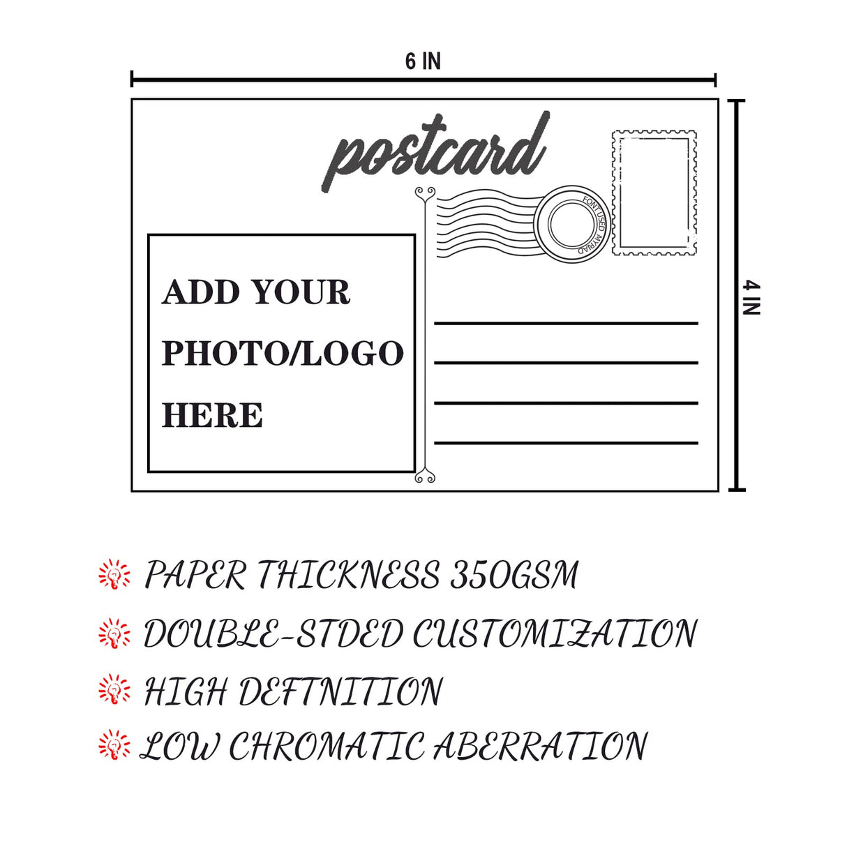 GONIS Custom Postcards,Personalized Message Card Custom Photo Text Logo for Birthdays, Anniversary, Memorabilia GONIS