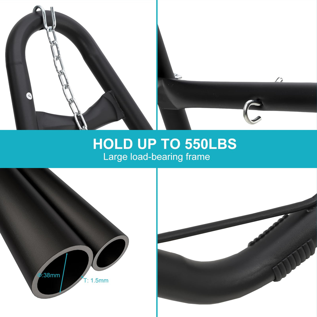 PioneerWorks Hammock Stand, Steel Hammock Frame Heavy Duty 550 LBS Capacity 2Person, Fits Hammocks 9 to 14 Ft, Portable Hammock Rack Adjustable Universal for Indoor Outdoor Backyard Camping Use PioneerWorks