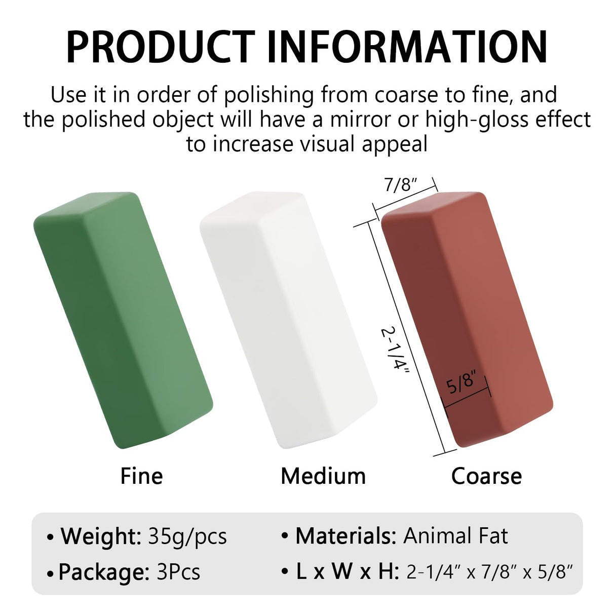 SCOTTCHEN Buffing Polishing Cutting Compounds 4 Oz. Kit - Green Fine/White Medium/Red Coarse - 3 Pack SCOTTCHEN