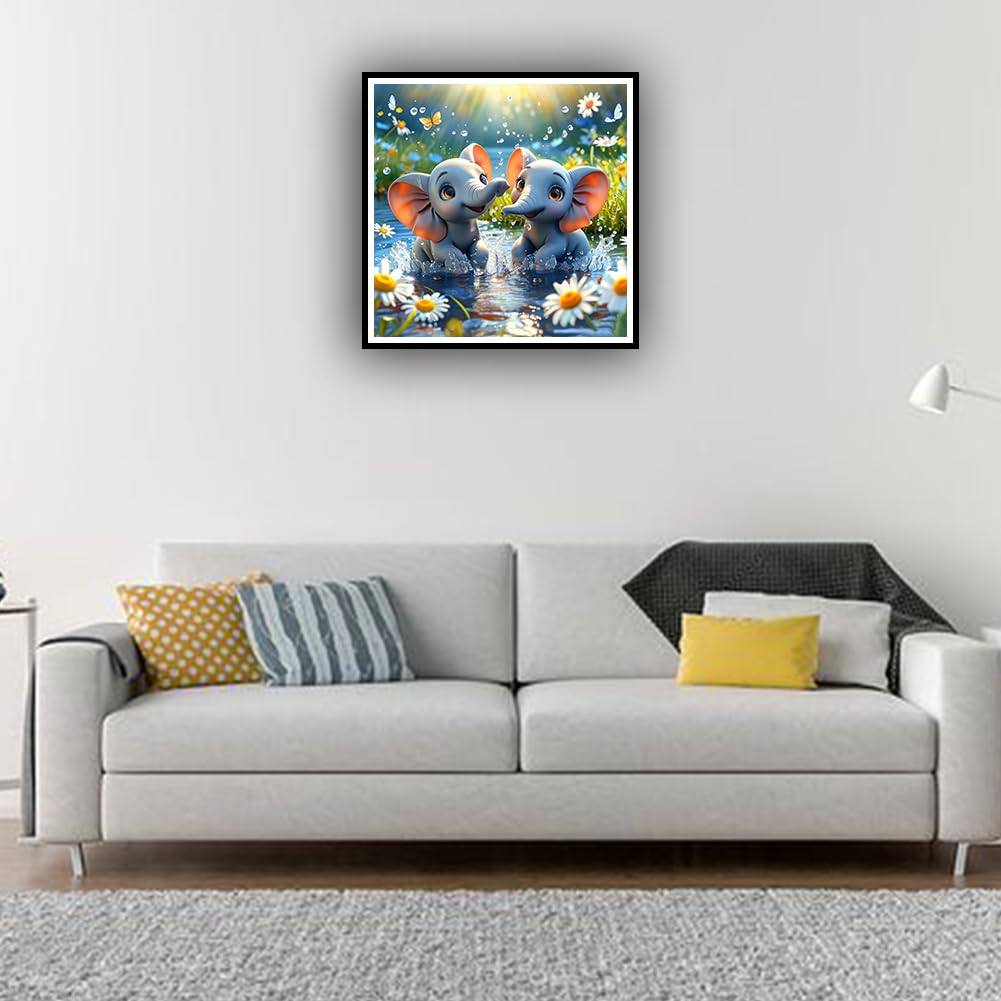 hill froeistung Baby Elephant Diamond Art Painting Kits for Adults, Flowers Diamond Art for Beginners, 5D DIY Full Drill Round Gem Art Craft Home Wall Decor Gift 12x12 inch,Animal hill froeistung