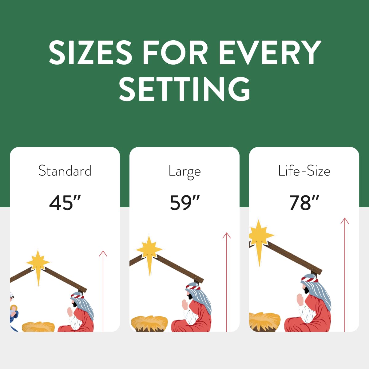 Outdoor Nativity Store Complete Nativity Scene - 12 Weatherproof Nativity Set Figures for Outdoor Christmas Decoration - Easy to Assemble & Store - Standard, White Outdoor Nativity Store