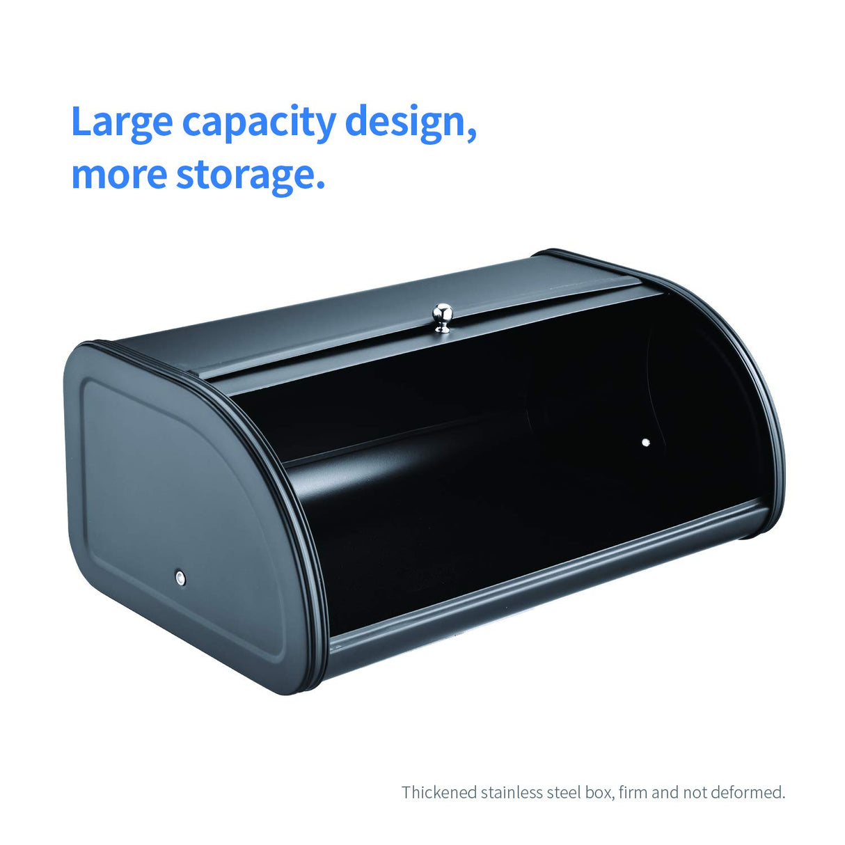 HILFA Stainless Steel Bread Box with Roll Up Lid, For Easy Kitchen Counter Storage, Bread Bin Holder,17.5X11.5X7.5 inch, Matte Black For Home and Kitchen HILFA