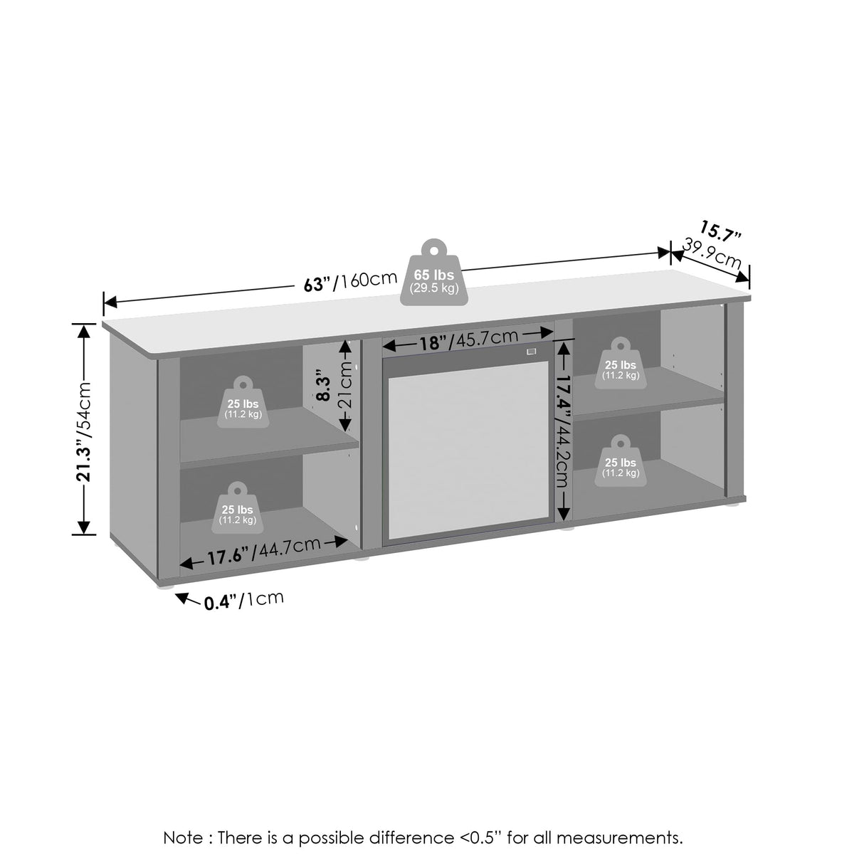 Furinno Jensen No Heat Decorative Electric Fireplace TV Stand, Entertainment Center for TV up to 70 Inch, Americano Furinno