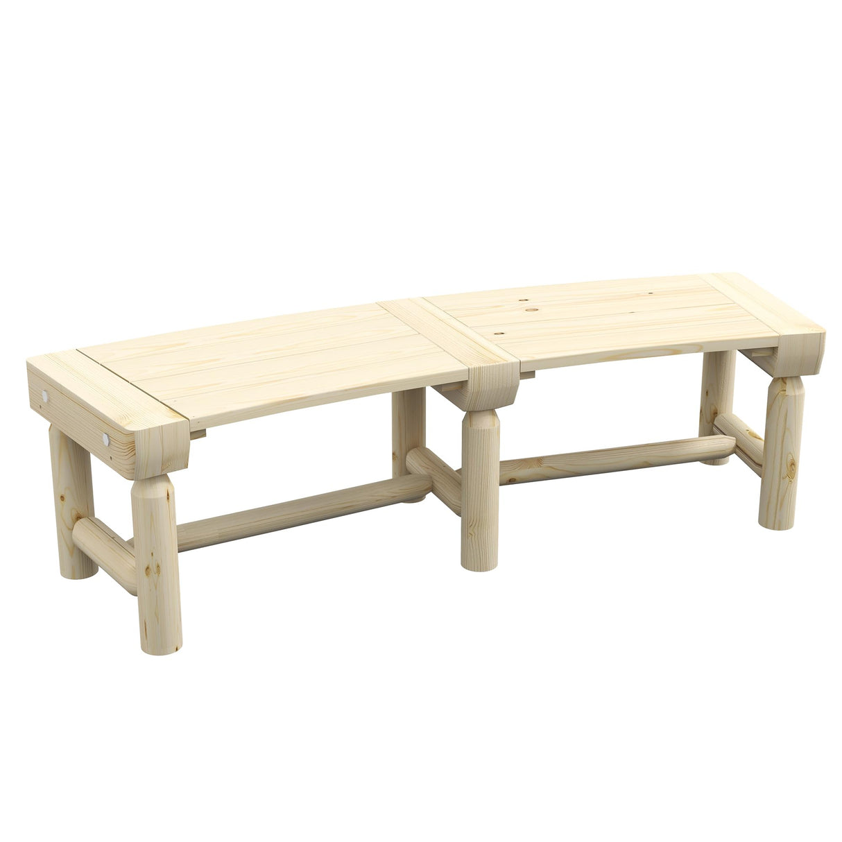 Outsunny Natural Wood Semicircular Garden Bench for Outdoor Spaces Outsunny