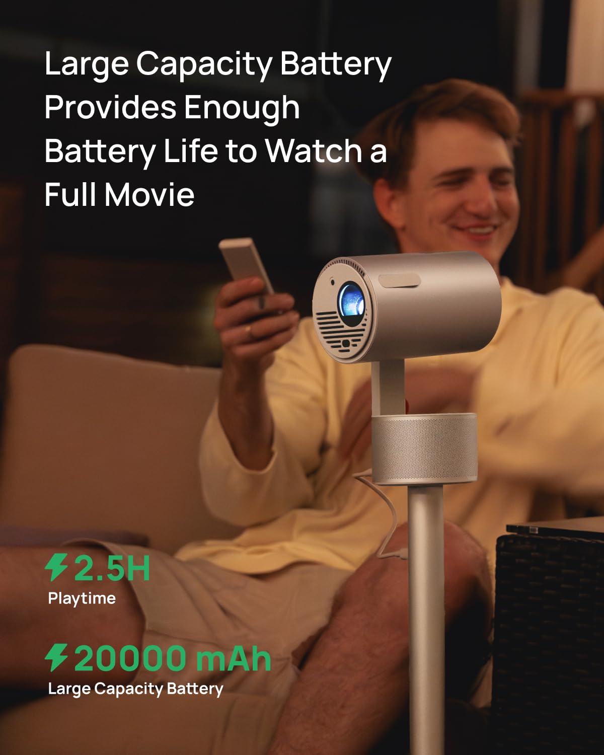 XGIMI MoGo 3 Pro 2024 NEW Outdoor Projector with PowerBase Stand, 2.5hrs Battery, Google TV with Licensed Netflix, Build-in Adjustable Stand, 450 ISO Lumens, ISA 2.0, 2 x 5W Harman Kardon XGIMI