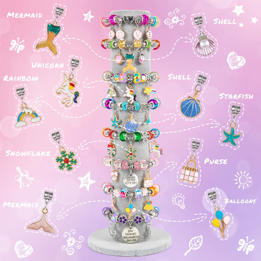 Sofier Charm Bracelet Making Kit for Girls Jewelry Box Jewelry Making Kit Gifts for Girls 4-12 DIY Craft Toys Birthday Christmas Sofier