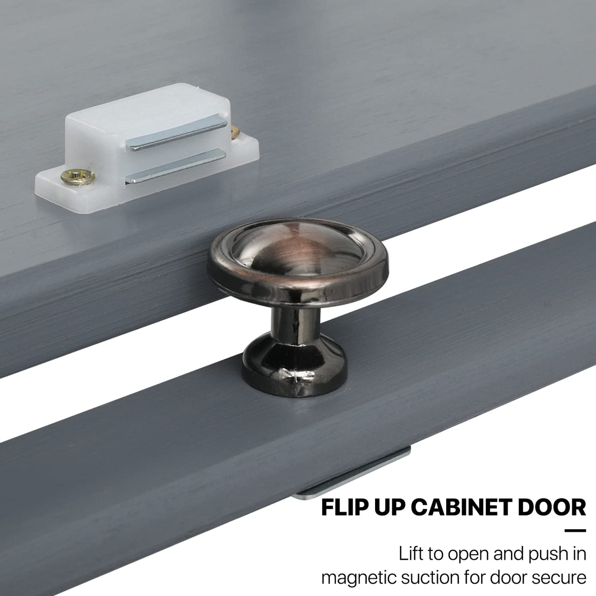 MoNiBloom 4-Tier Display Cabinet with Acrylic Doors - 55” Transparent Bamboo Display Case for Figures and Curio Collection, Floor Standing - Grey MoNiBloom