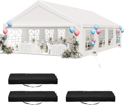 YITAHOME 20x30 ft Party Tent Heavy Duty Outdoor Wedding Event Shelters Upgraded Galvanized Canopy with Large White Roof, Removable PVC Sidewalls & 3 Storage Bags