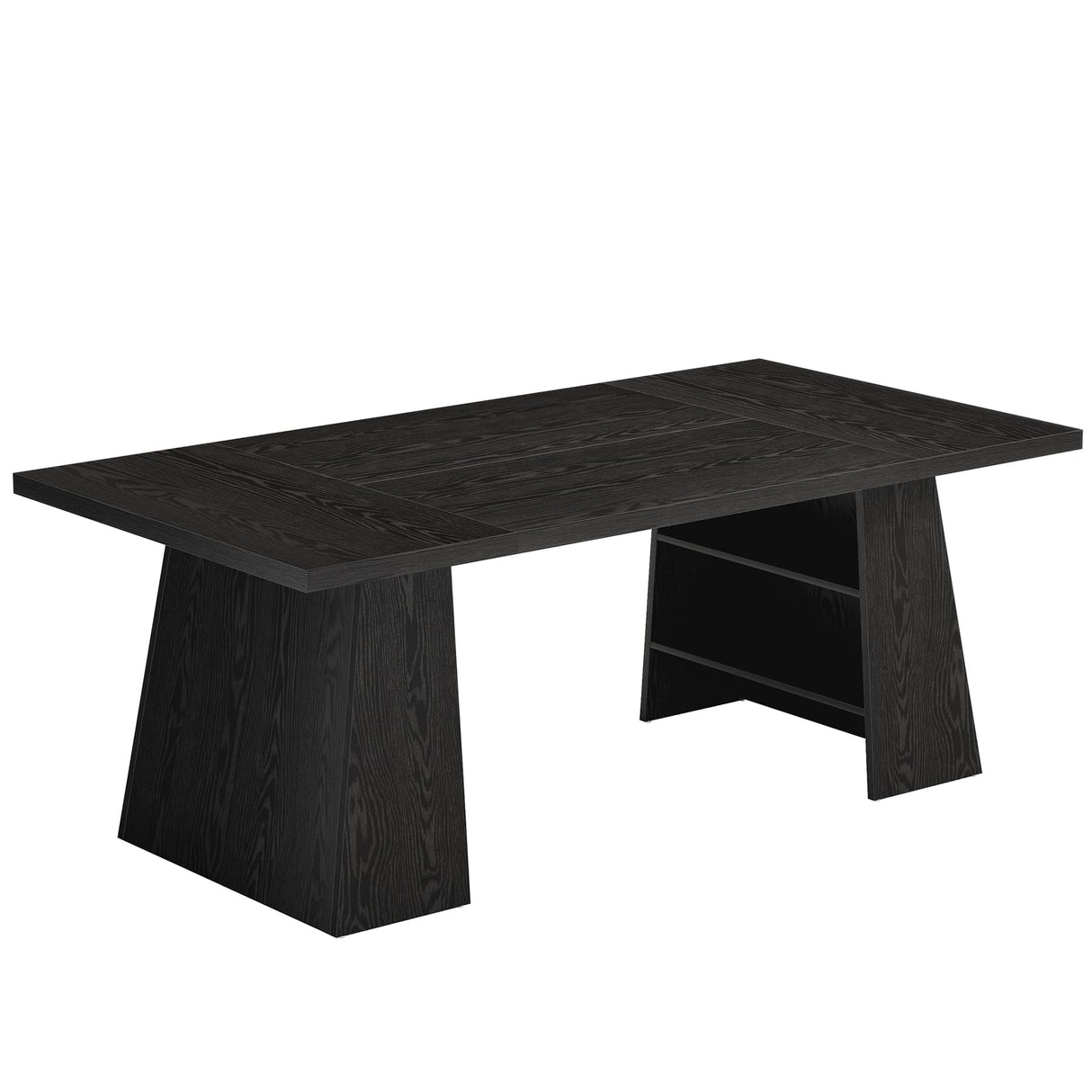 Tribesigns 63-Inch Executive Desk, Modern Large Office Computer Desk with Double Pedestal and Storage Shelves, Simple Writing Conference Table Workstations Business Furniture for Home Office, Black Tribesigns