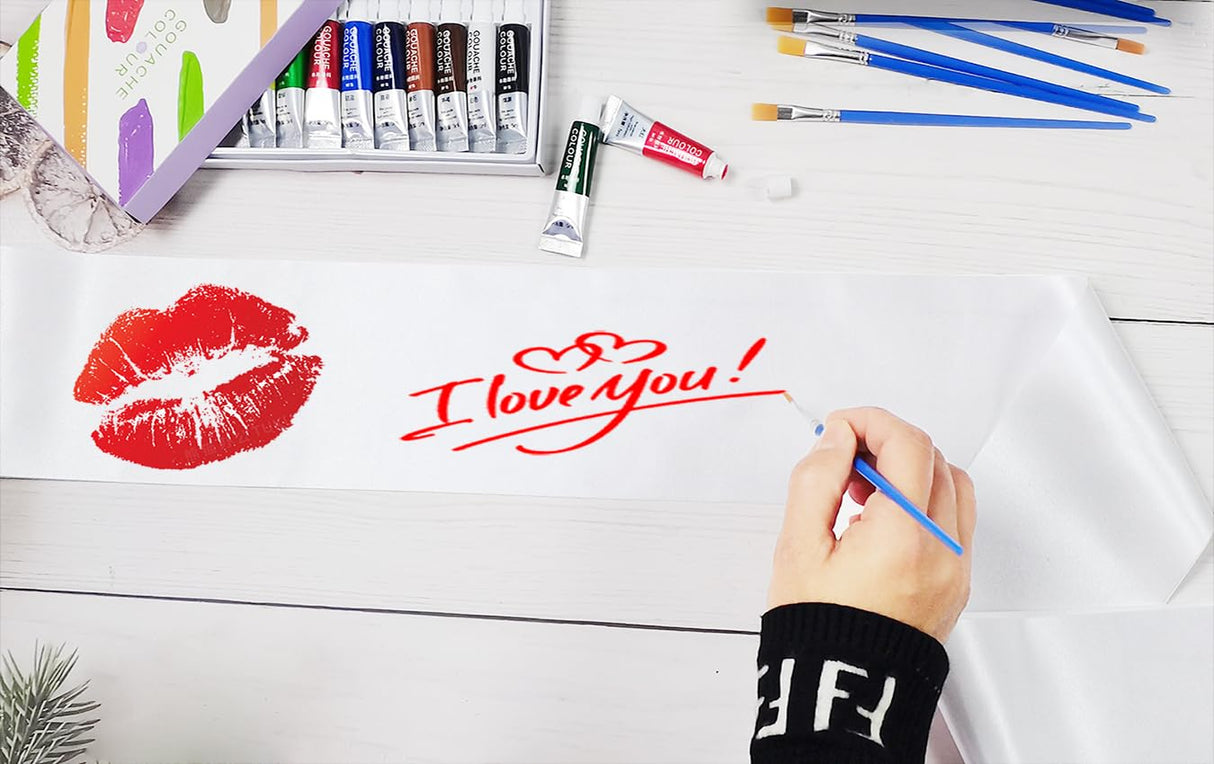 FENDOLE 6 Pack White Blank Sash,Plain Satin Sashes,Sashes for Pageants,DIY Sashes for Party Decorations,Blank Sashes for Pageants FENDOLE