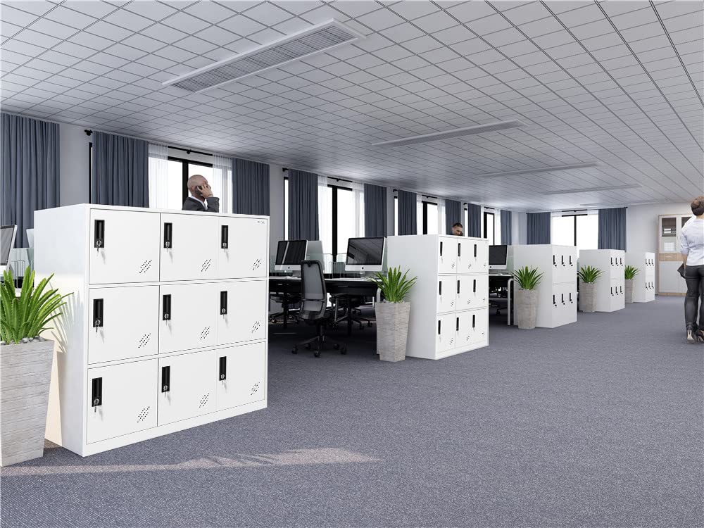 MECOLOR 9 Door Bedroom Furniture,Metal Locker with Cloth Rail and Shelf,Kids Living Room Locker,Storage lockers for Office (FWH) MECOLOR