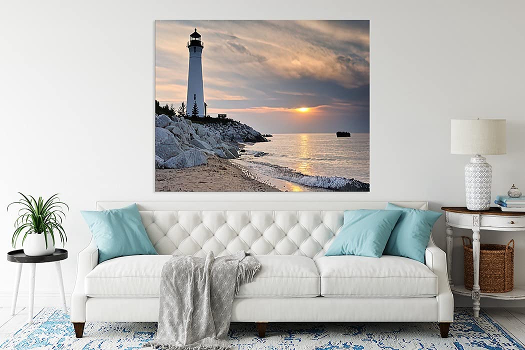 Diamond Painting Adult Painting Kits Lighthouse Crisp Point Lighthouse Sunset Lake Superior Michigan Home Bedroom Living Room Art Wall Decoration 12"x16" Puzzle art