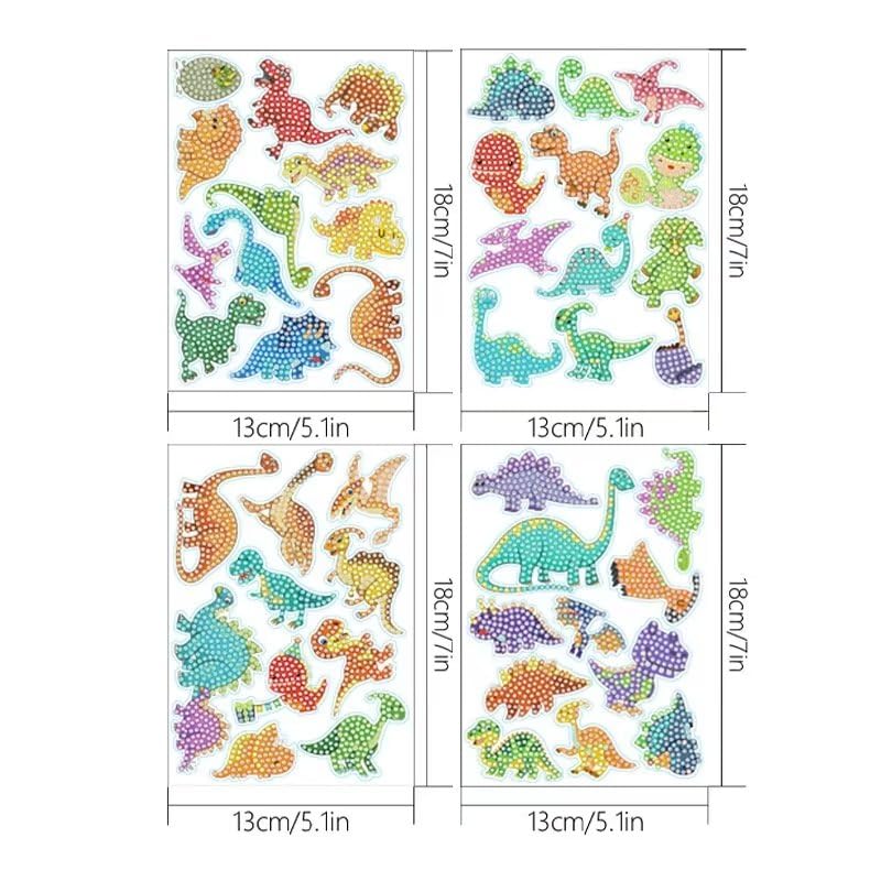 LERLUCKY'SZHAO 46PCS Diamond Painting Stickers 5D Dinosaur Gem Art Kits Cute Animal Shape for Kids Boys Girls Ages 6-8 8-12 LERLUCKY'SZHAO