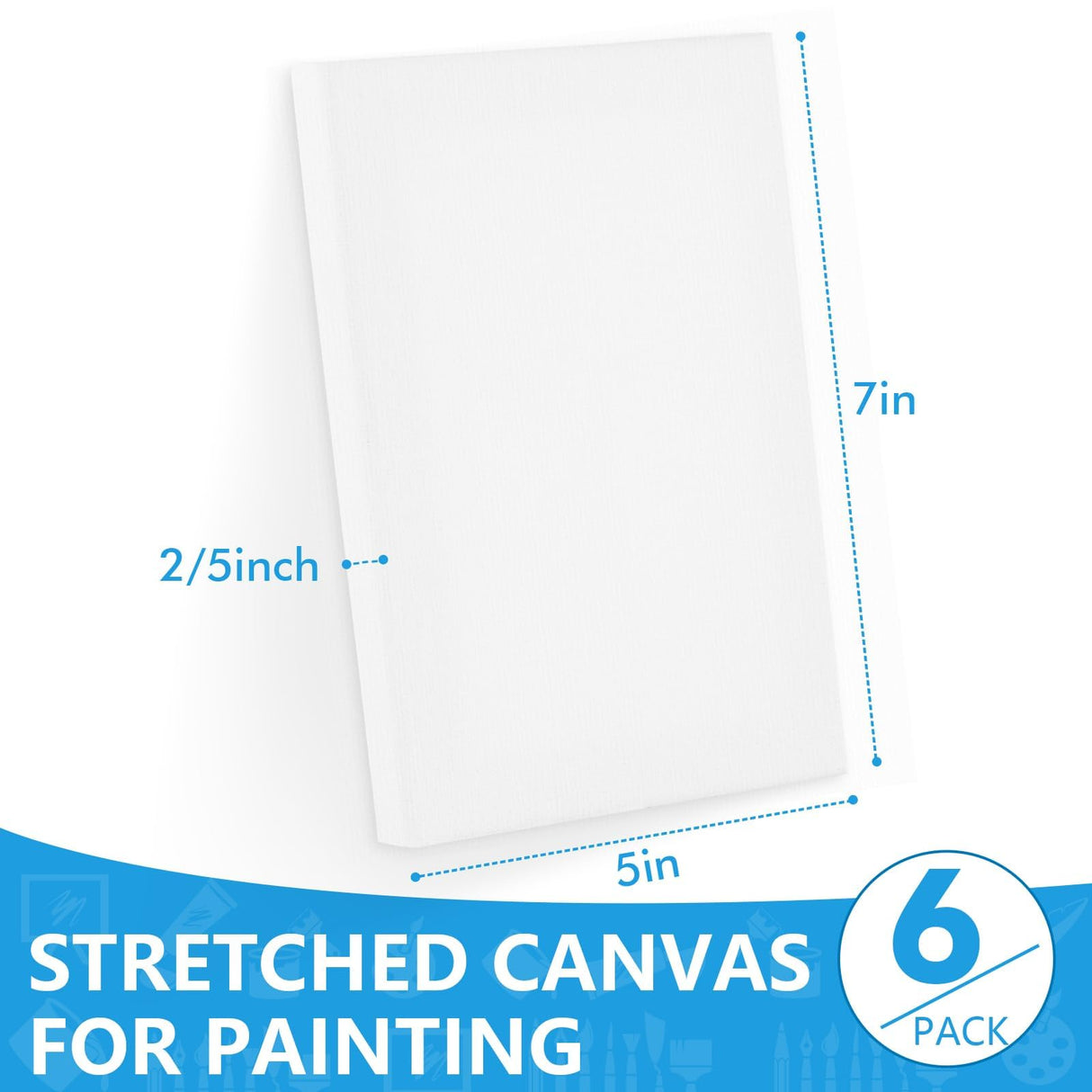 ESRICH Small Canvases for Painting, 6 Pack Canvas 5x7 Inch Stretched Canvas 2/5" Profile Primed Acid Free Painting Canvas for Kids for Oil Paint,Watercolor,Acrylic Paint,Gouache &Tempera. ESRICH