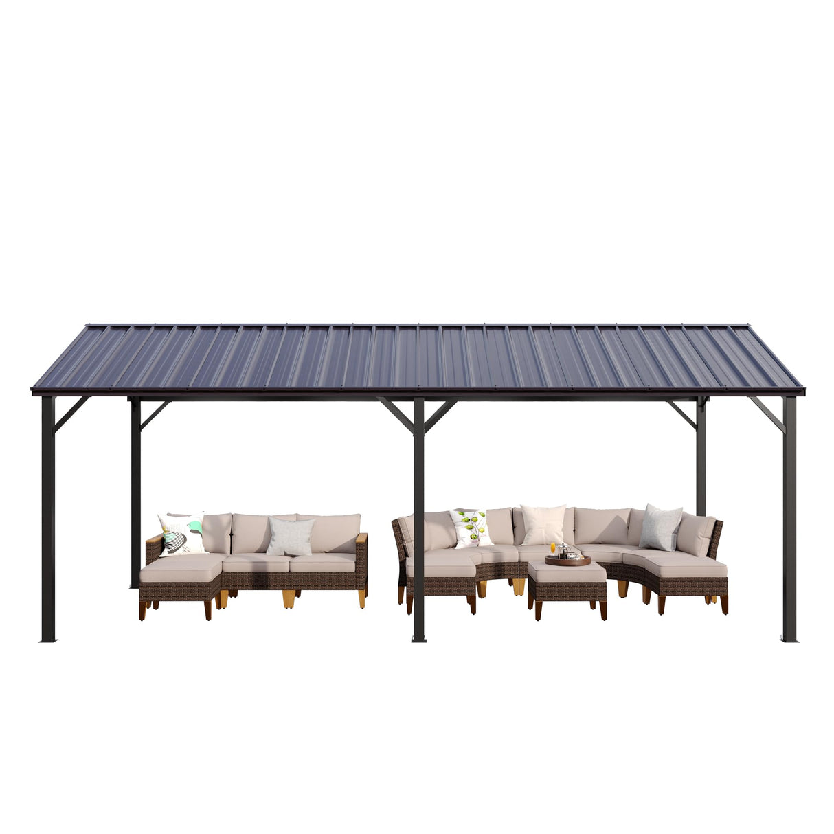 PHI VILLA 10 x 20 ft Carport Metal Carports with Galvanized Steel Roof, Sturdy Heavy Duty Metal Carport for Cars, Boats, and Tractors PHI VILLA