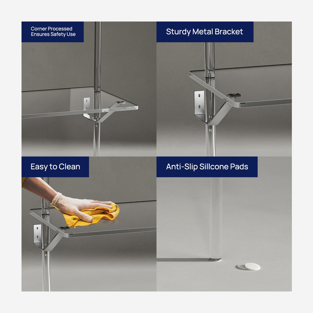 HMYHUM Acrylic Wall Mount Desk, Clear Ladder Desk with Open Shelves, Floating Desk for Laptop, Computer, Study, Writing, Vanity Table, Modern, 36" L x 19.7" W x 69.99" H HMYHUM