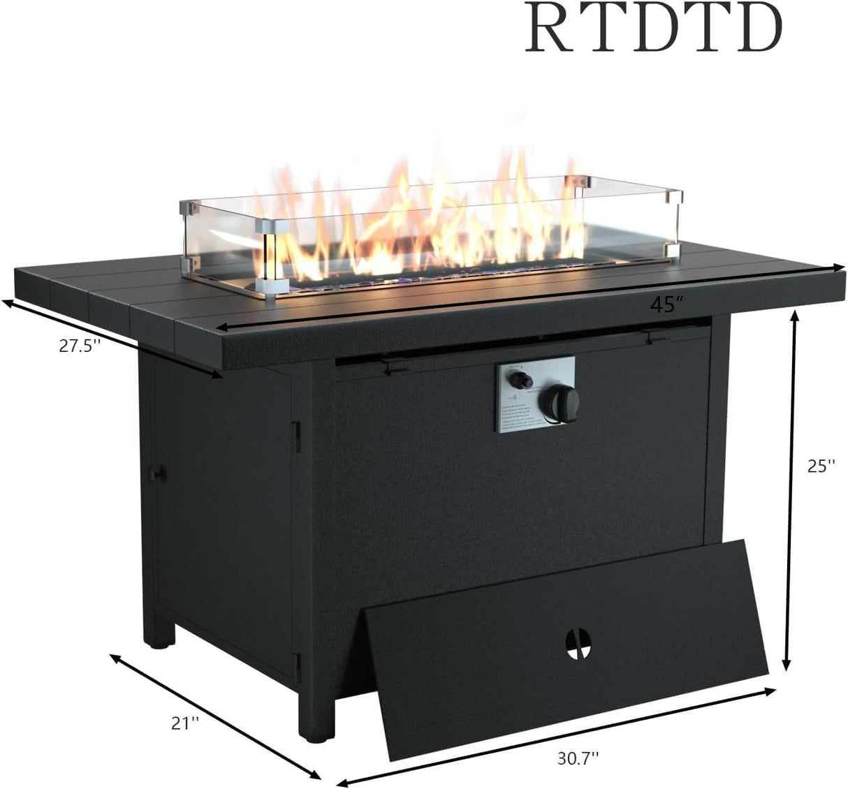 RTDTD Aluminum Patio Furniture Set with Fire Pit Table, 7 Seats Patio Outdoor Conversation Set with Swivel Chair Modern Metal Patio Sectional Sofas with Upgrade Cushions for Patio, Backyard (Grey) RTDTD