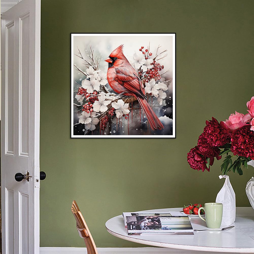 Stalente Diamond Painting Kits for Adults, Cardinal 5D DIY Diamond Art Kits for Beginners Round Full Drill Diamond Painting for Home Wall Decoration Gift 12×12inch, Birds Stalente