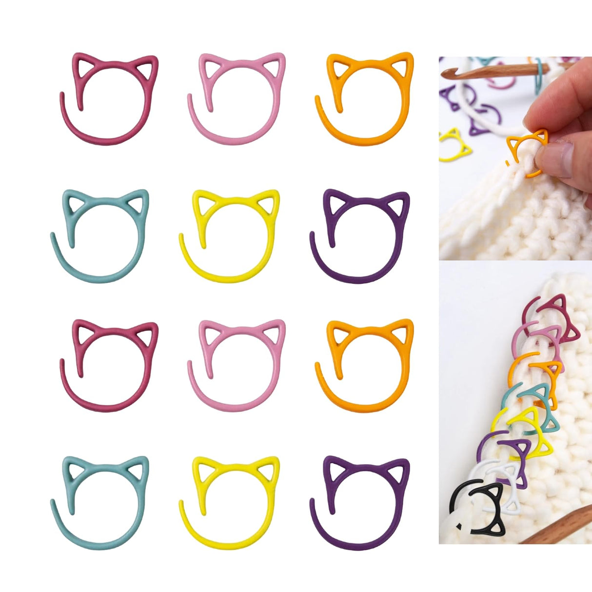 Cat Stitch Markers for Crocheting,Crochet Stitch Markers Cat Metal Stitch Markers Multicolor Knitting Stitch Markers Crochet Markers Ring Hilsayum