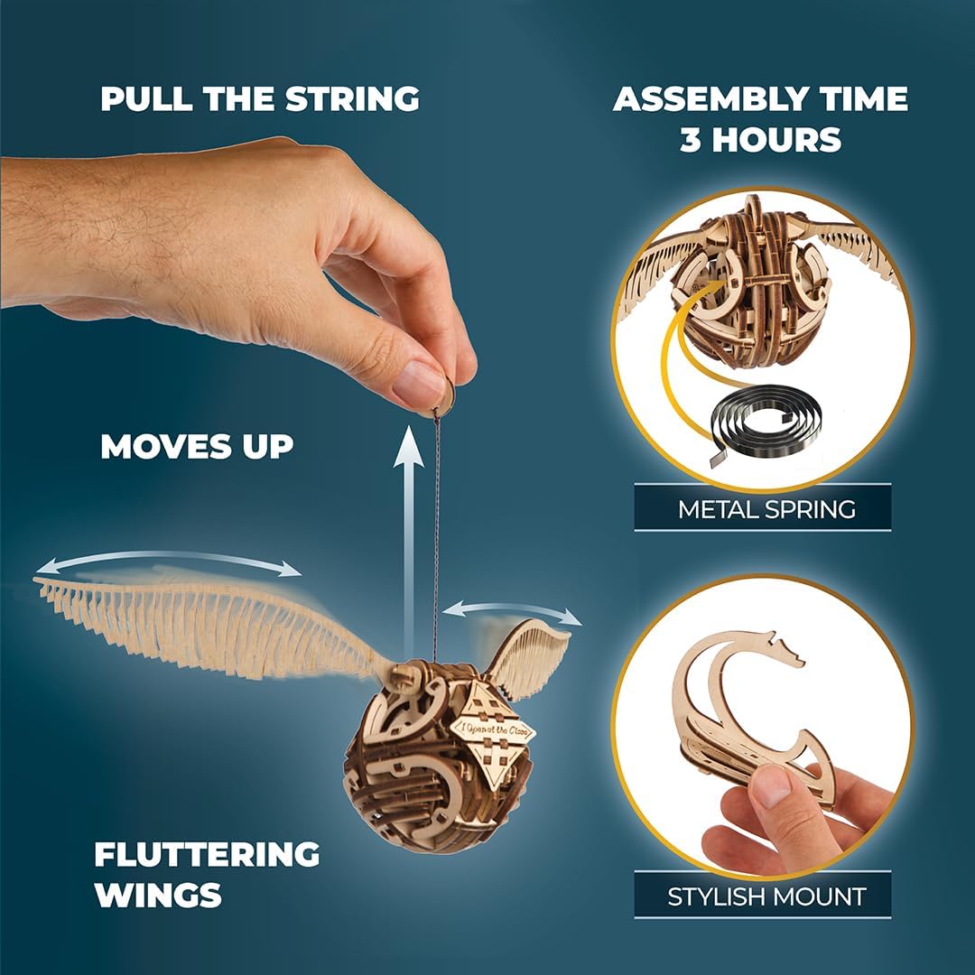UGEARS Wooden 3D Puzzles for Adults - Harry Potter Golden Snitch Model Building Kits - DIY Kits for Adults - 3D Puzzle Harry Potter Puzzle Set Crafts for Adults - 3D Model Kits for Adults - 120 Pcs UGEARS