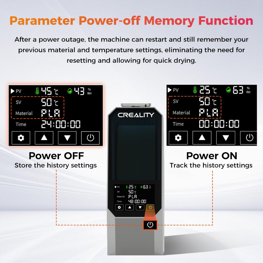 Creality Space PI Filament Dryer, 3D Printer Filament Dryer Box with 360° Heating, Upgraded Filament Dehydrator Storage Box Support Nylon ABS PETG PLA TPU 1.75/2.85mm (Space PI) Creality